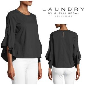 Laundry Shelli Segal Button Seam Bell Sleeve Top